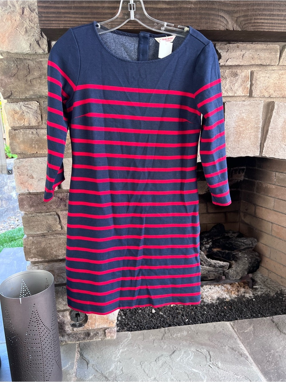 Brooks Brothers Navy Dress with Pink Stripes Small